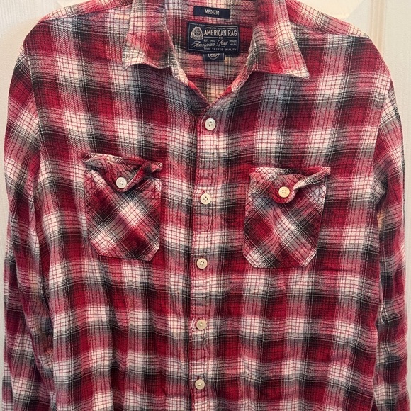 American Rag Red and Black Plaid Shirt - Picture 2 of 4